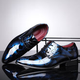Fashionable English Flower Leather Shoes Pointed Toe Men's Shoes