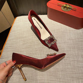 Square Buckle Red Wedding Wedding Two Wear Bridal Shoes High Heels Size Summer Women