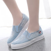 Summer canvas shoes female chunky loafer cowboy student pedal lazy shoes casual ladies shoes
