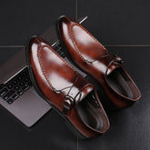 Men's leather toe cap British formal shoes