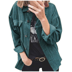 Women's Button-down Cardigan Long Sleeve Lapel Loose Padded Shirt