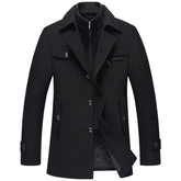 Men Woolen Coats Winter Slim Fit Warm Overcoats Brand Detachable Collar Casual Wool Blends Trench Coats SL-F053