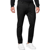 Men's Chino Slim-fit Solid Color Stretch Pleated Tapered Casual Pants