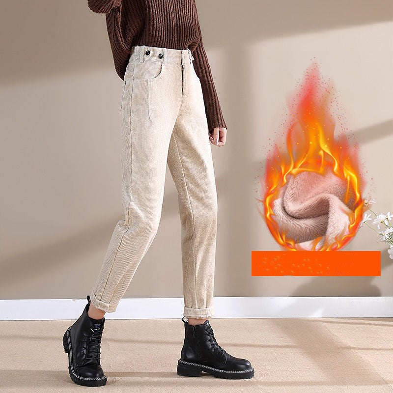 Women Pants Loose Corduroy Harem High Waist