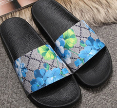 Womens Slippers Slide Sandals Floral Printing Rubber Flip-flops Shoes Red Green