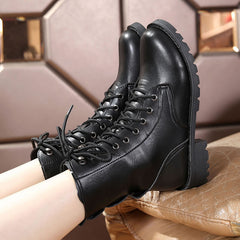 British Boots Women Leather Boots Motorcycle Military Boots