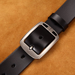 Leather Cowskin Vintage Jean Belt Pin Buckle Simple Men's Belt Wide