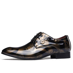 Fashionable English Flower Leather Shoes Pointed Toe Men's Shoes