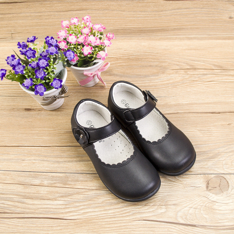 Girls Leather Handmade Leather Shoes Black Student Shoes Campus Single Shoes Show Shoes Cute Soft Bottom Round Toe Princess Shoes