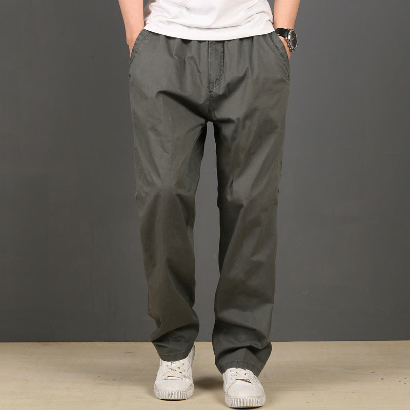 Men's Casual Pants Straight-leg Pants Thin Loose Work Pants Plus Fat Plus Size Elastic Waist Fat Man Pants