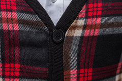Men's Argyle Cardigans With V-neck Buttons
