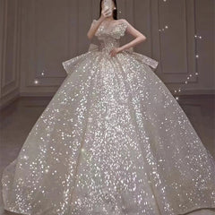 One-shoulder High-quality Long Trailing Heavy Industry Retro Wedding Dress