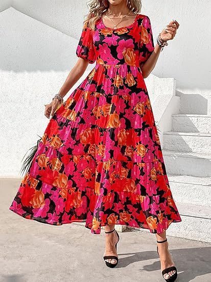 Puff Sleeve Floral Casual Summer Dress