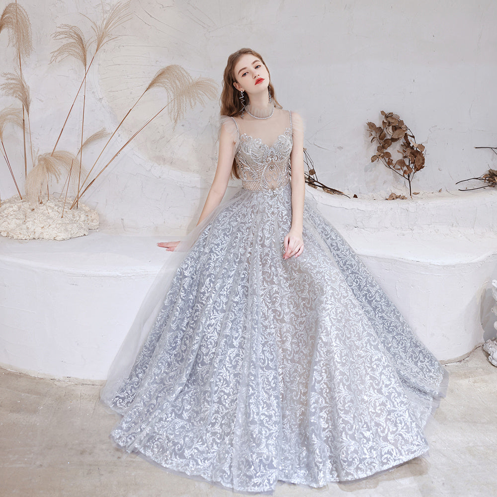 Spring High Gray Half High Sweet Standing Collar Thin Short Paragraph Mid-waist Slim Wedding Dresses Evening Dress