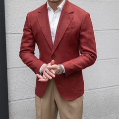 Pure Linen Sense Slim Fit Gentleman Suit High Craftsmanship