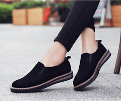British Style Leather Shoes Women's Flat Bottom Pumps One Pedal Loafer