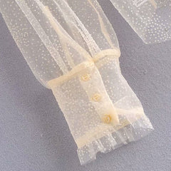 Autumn And Winter Women''s New Lotus Leaf Perspective Wave Point Bottomed Sweet Shirt