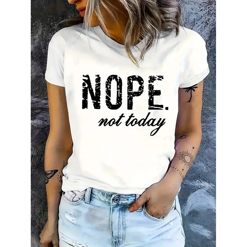 Nope Not Today T Shirts For Women Funny Graphic Letter Print Shirt Cute Casual Saying Tee Tops
