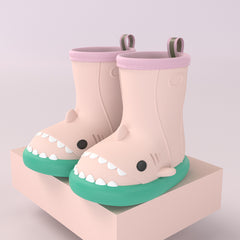 Children Boys Girls Cute Cartoon Waterproof Shoes Safety Rubber Shark Slippers Kids Rain Boots