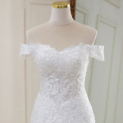 High Waist White Temperament Dream Lace Mid-waist Long Tail V-neck Wedding Dress
